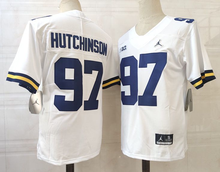 Men Michigan Wolverines #97 Hutchinson White 2024 Vapor NCAA Jersey->ncaa teams->NCAA Jersey
